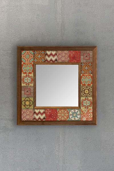 Oscar Stone Decor Çerçeveli Mozaik Doğaltaş Ayna 33 Cm X 33 Cm