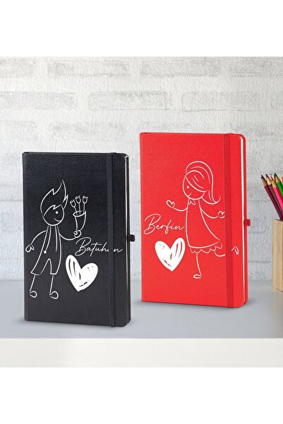 Bk Gift Kişiye Özel Sevgili Temalı 2’li Defter Seti, Sevgiliye Hediye, Sevgililer Günü Hediyesi, Doğ