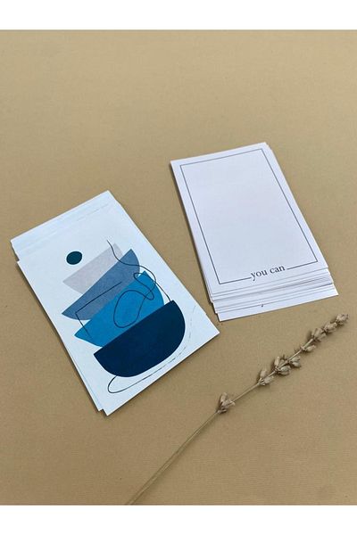 carton box Blue Geometric Packing Card 100 Pieces