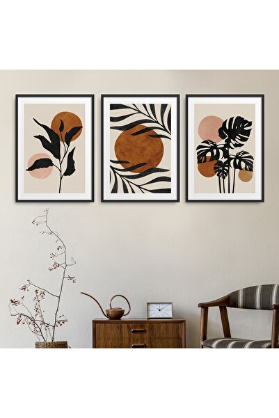 HOMEPACK Set de pictură din 3 piese cu cadru laminat negru Hpn126