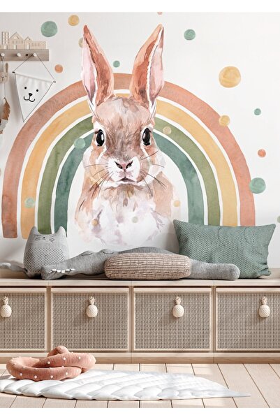 WALLHUMAN Tavşanlı Gökkuşağı Çocuk Odası Duvar Stickerı