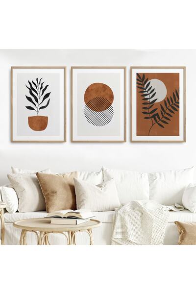 HOMEPACK Doğal Ahşap Çerçeveli 3'lü Tablo Seti Hpn128