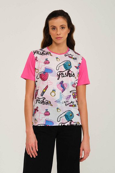 Solo Fashion Printed Crystal Stone Viscous T-shirt