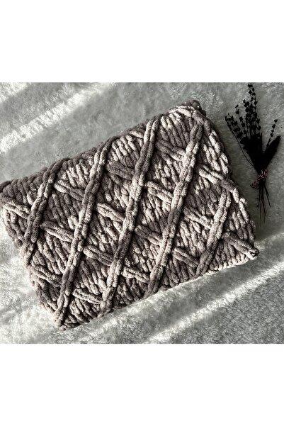 Alize Puffy Taş Rengi El Örgüsü Bebek Battaniyesi 85x85 Cm 539 Gram