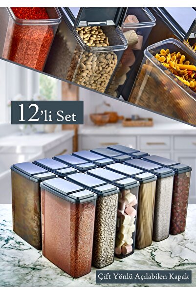 HOMENIVA Set of 12 4 Lt Double Lid Measured Food Storage Container (12X4000ML)
