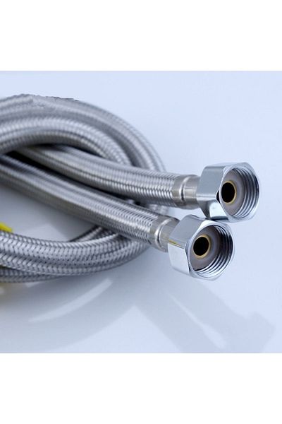 naque Spiral Steel Braided Toilet Seat Connection Flex Hose - 3/8 - 3/8