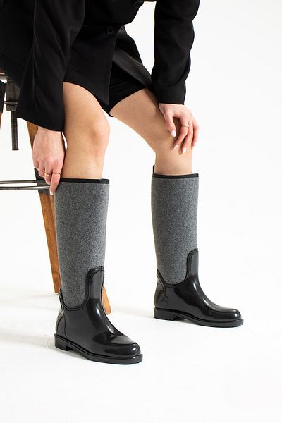 wolk shoes Gray Stamped Rain Boots Women