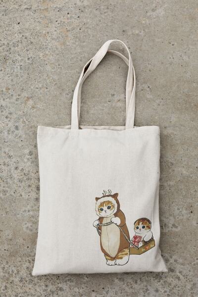 Siyer Yayınları Тканинна сумка з принтом «Кішка, що тягне сани»