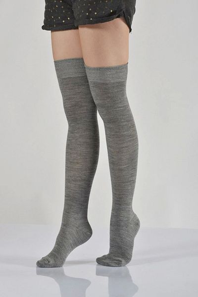 Moda1001 Дамски едноцветни чорапи над коляното - 35-40, светло сиви