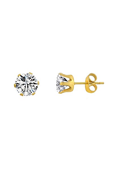 Chavin Steel Single Zircon Stone Yellow Ladies Men's Earrings Ai09sr
