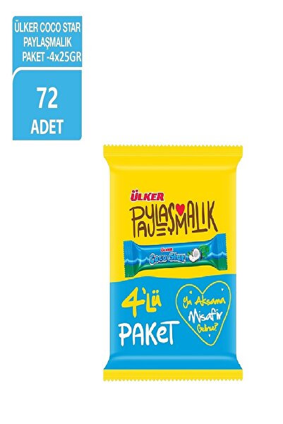 Ülker COCO STAR Hindistan Cevizli Sütlü Çikolata Kaplamalı Bar - 4'lü Paket -...