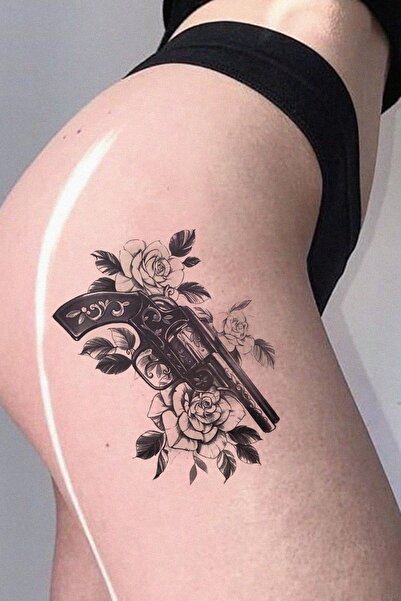 TAKIŞTIR Silah Ve Gül Geçici Dövme Tattoo