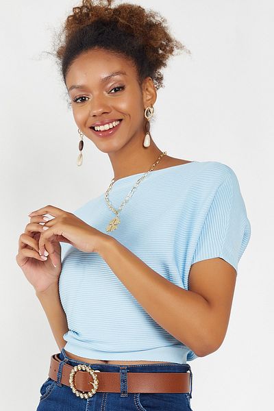 Hopoi Γυναικεία Baby Blue Crop Μπλούζα T3152