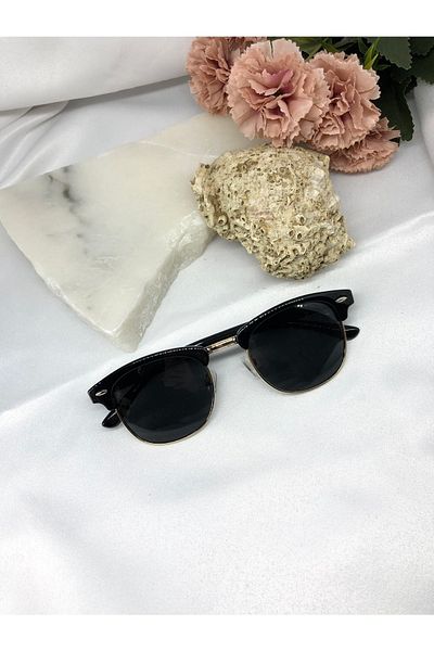 Di Caprio Karan Polarized Black Men's Sunglasses with Gold Detail