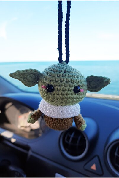 Neşeli Oyuncak Baby Yoda, Araba Dikiz Aynası Aksesuarı, Sevdiklerinize Armağan
