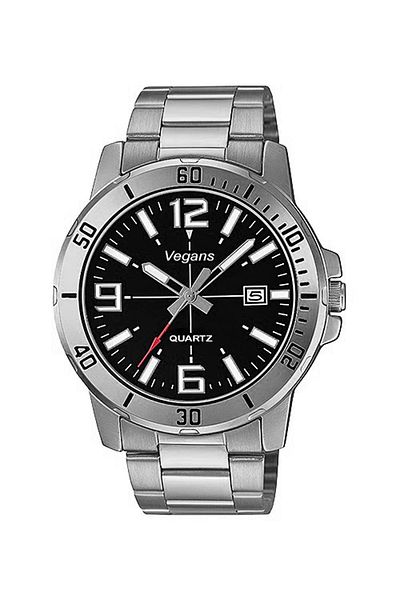 Vegans Men's Wristwatch with 8050 Steel Strap Silver - Black