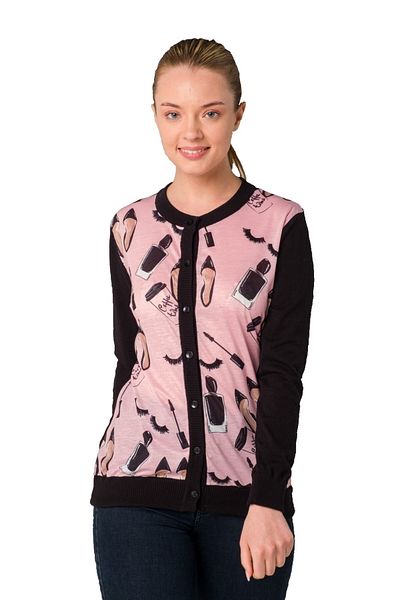 Solo Crystal Make-up Printed Luxury Knitwear Knitted Cardigan
