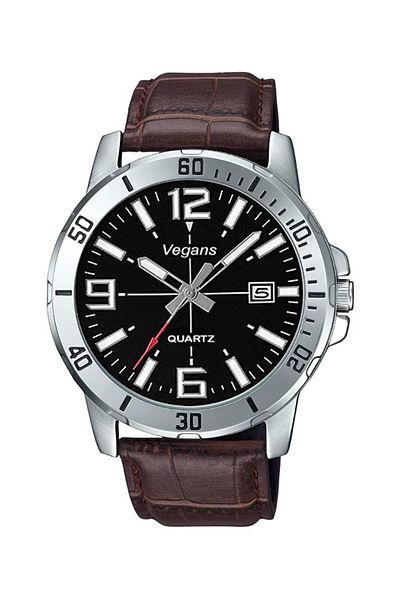 Vegans 8050 Leather Strap Men's Wristwatch Brown