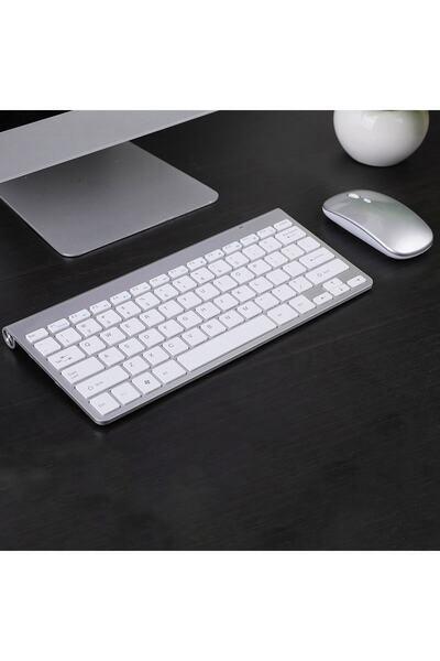 Microcase 2.4 Ghz Wireless Kablosuz Slim Klavye Ve Mouse Seti + Türkçe Klavye Etiketi - Al27701 Gümüş