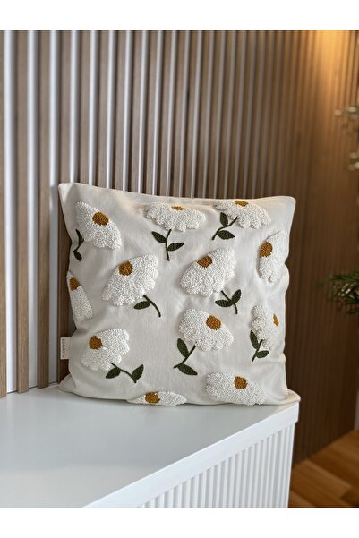 Daisy Garden Hand Embroidered Punch Pillow