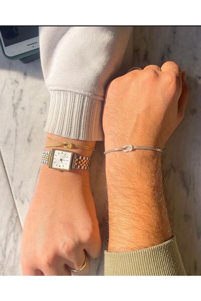 Vioma Aksesuar Unisex Çift Düğüm Bileklik(GOLD-GÜMÜŞ)