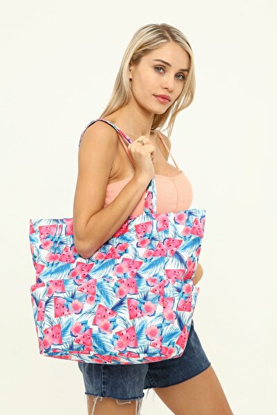 ICONE BAG Τσάντα παραλίας - Γυναικεία, λειτουργική στάμπα, τσάντα παραλίας με φερμουάρ με σχέδιο καρπούζι