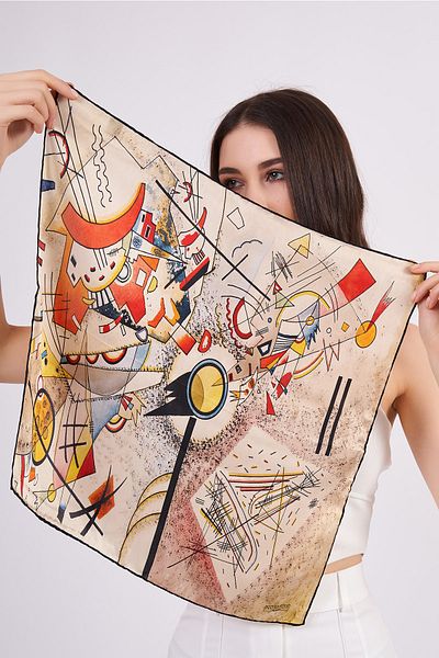 Nomads Felt 100% Silk Bandana Scarf| Kandinsky Bustling Aquarelle