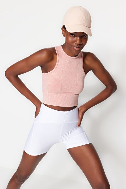 Trendyol Collection Dried Rose Halter Collar Seamless Knitted Sports Crop Top - Thmss23ss00004
