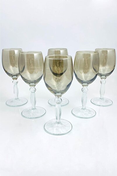 Tiesa Home Set of 6 Glass Smoked Luster Goblets, Coffee and Soft Drink Glasses
