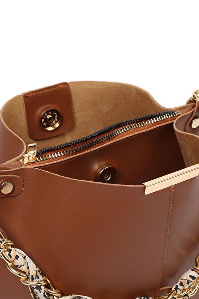 Bagfoni Crocos Taba з м'якої шкіри 3-секційна щільна та елегантна сумка на руку, плече та плече з аксесуарами з ланцюжком