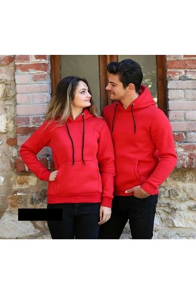 FATELLA Valentine's Day Couple Combinations 14 February Closed Front Hooded Sweatshirt 2 Pieces