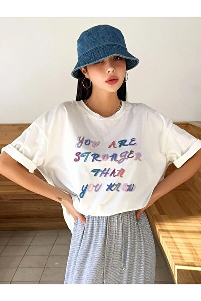 MOONBULL Υπερμεγέθη λευκό μπλουζάκι πιο δυνατό από το εμπριμέ