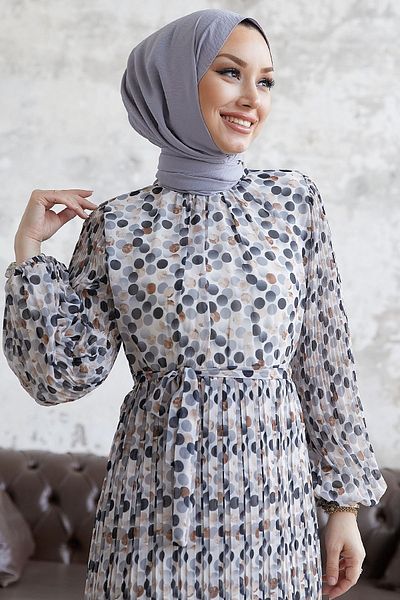 InStyle Rochie din șifon plisată cu buline Miori - Albă