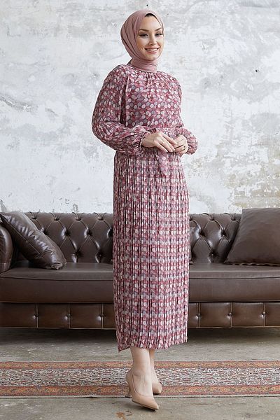 InStyle Miori Puntíkované šifonové šaty - Dusty Rose