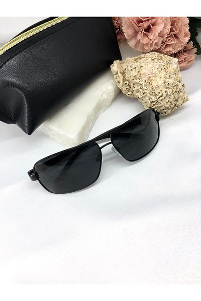 Di Caprio Rost Rectangle Matte Black Men's Sunglasses