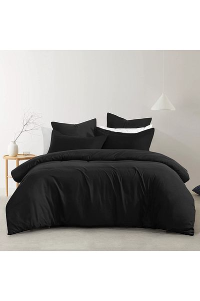 NANOSOFT Black Duvet Cover Set Double