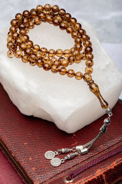 enderun 99'luk Namaz Tesbihi Hakiki Beyrut Kehribar Çay Fosilli