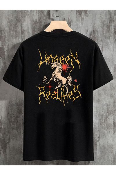 DEEPSENCE Realites Unisex Oversize Black T-Shirt - Back Printed