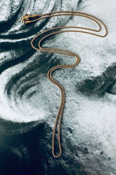 CAPO by Aytaç Yamaç 316l Stainless Steel - Gold Color Round Box Chain Necklace, 1mm Thickness, 65cm Length