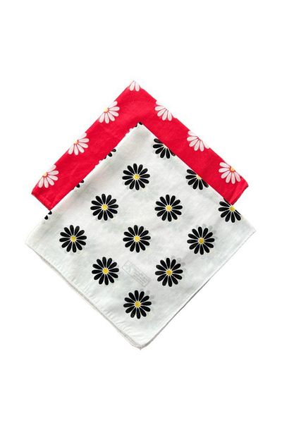 Esila Accessories Unisex 2 Pieces Patterned Bandana Set Red-white