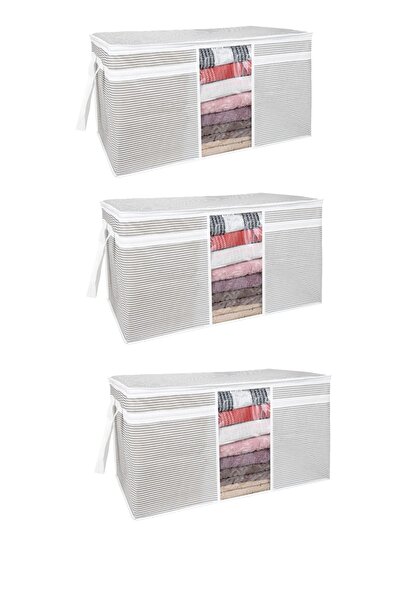 YELLOW STARY HOME DECOR 3'lü Set Pencereli Yastık Saklama Hurcu 70x4040 Cm