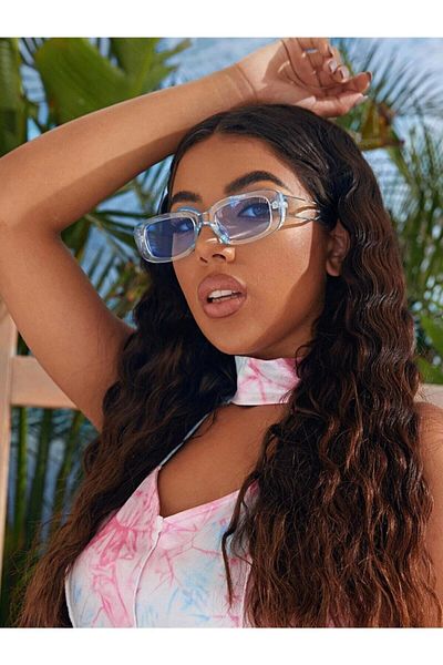 Mathilda Aksesuar Vintage Transparent Blue Sunglasses