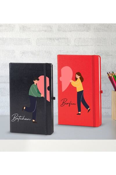 Bk Gift Kişiye Özel Sevgili Temalı 2’li Defter Seti, Sevgiliye Hediye, Sevgil...