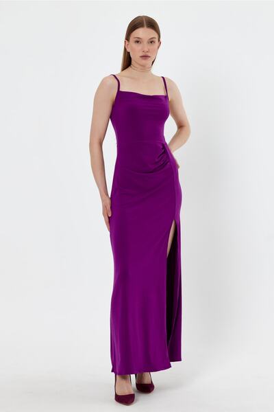 ADASTYLE Βραδινό φόρεμα Deep Plum Sling Slit Trend, Αρραβώνας, Γάμος, Αποφοίτηση