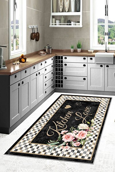 stylehome Dijital Baskılı Kaymaz Taban Yıkanabilir Mutfak Halısı