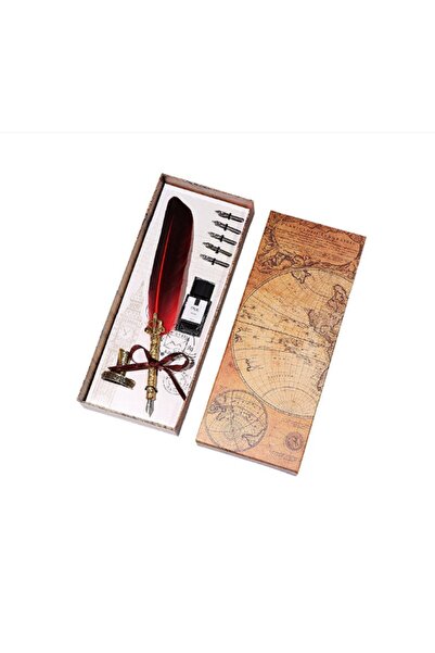 hediyeconcepti Top Grade Natural Feather Set Enterprise Gift Pen Suit Fountai...