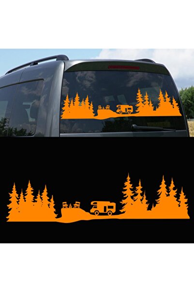 Melek Pazarı 40 X 11 Cm Kamp Orman Manzarası Karavan Stickerı, Kamp Stickerı
