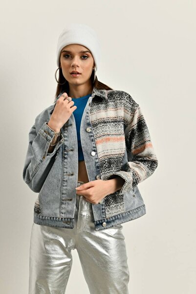 ASL GİYİM Jakar Mix Kadın Kot Ceket