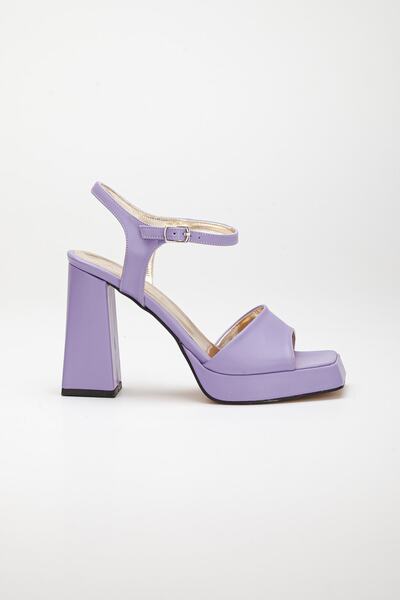 LİLLA Women's Angular Platform High Thick Heeled Shoes