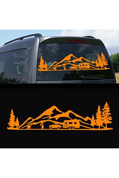 Melek Pazarı ملصق قافلة للتخييم بمناظر الغابات مقاس 60 × 17 سم، ملصق للتخييم